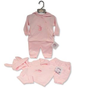 Baby girls 2-piece set with hood (bunny design) for UK babies