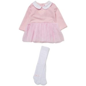 Baby girls pink tutu skirt and tights set for UK babies