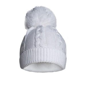 Eco Cable Knit Hat with Pom Pom