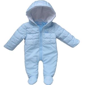 Boys blue scalloped padded snowsuit for UK little ones