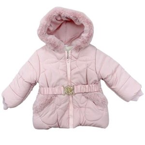Girls pink fur padded jacket for UK little ones