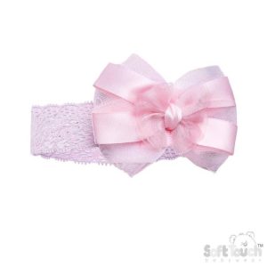 Pink organza bow headband for newborns UK